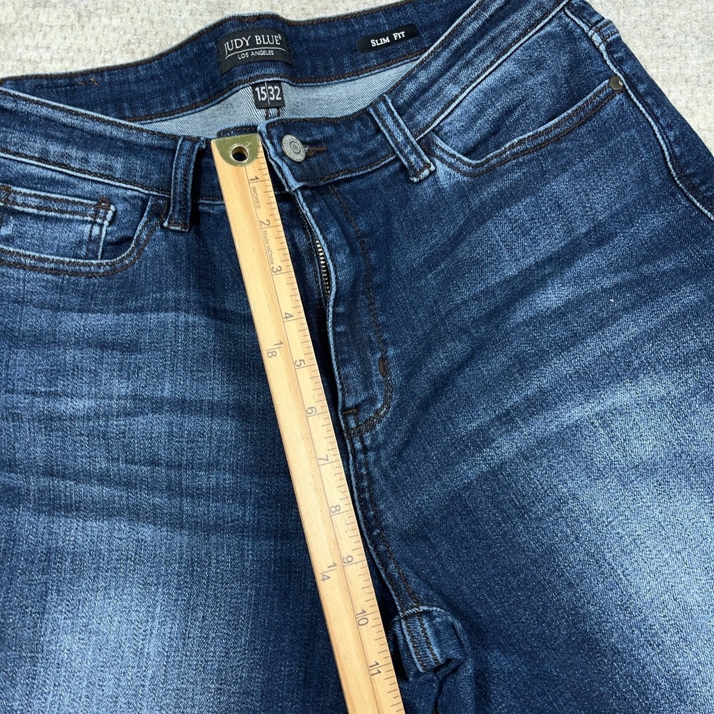 Judy Blue Jeans Women‎ 15 32 Slim Fit Straight Leg Dark Wash High Rise Faded - Picture 10 of 13